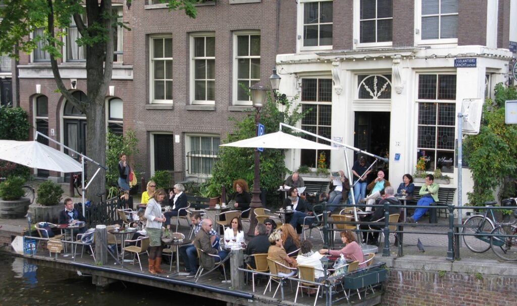  Small canal café with terrace seating in Amsterdam